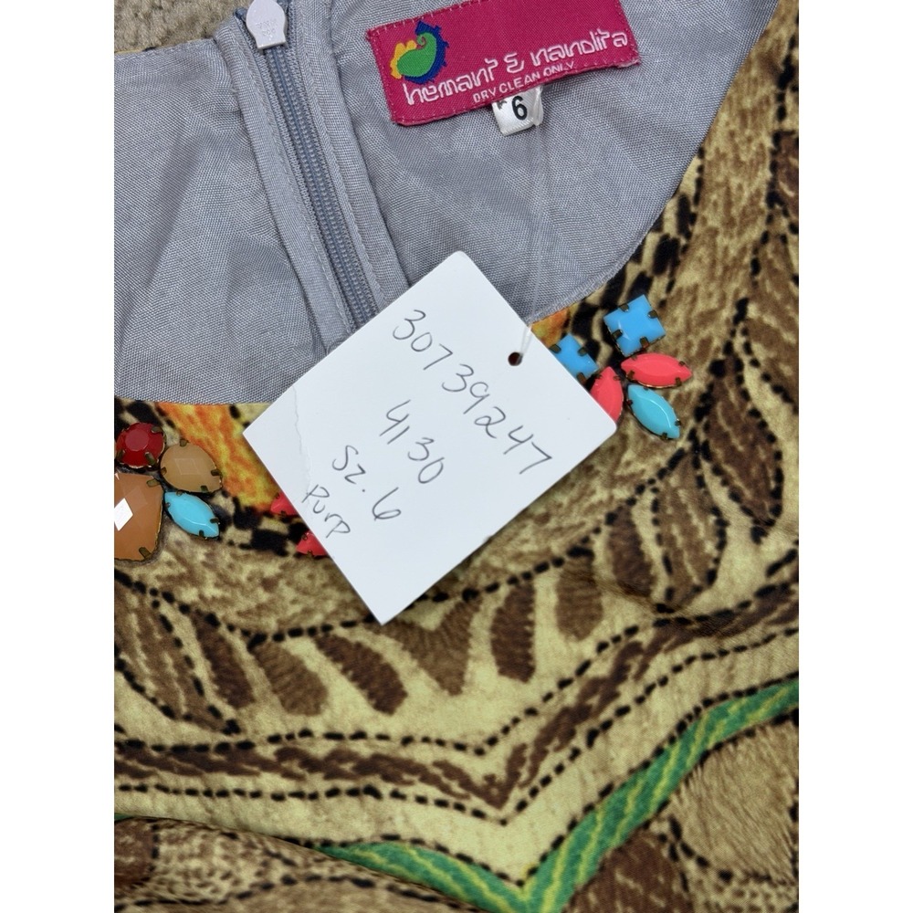 NWT Hemant Nandita Sunchart Dress Multicolor Peplum 6 Sheath Dress Anthropologie - Picture 9 of 10